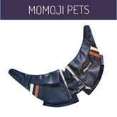 Momoji Shin Bib - Charcoal Black ชุดน้องหมาน้องแมว เสื้อผ้าสุนัข ผ้าผันคอหนัง สีดำ Jacket for Pets